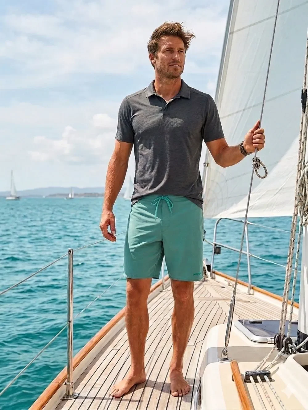 Patagonia Board Shorts Mens 35 Teal Light & Variable Swim Beach Travel
